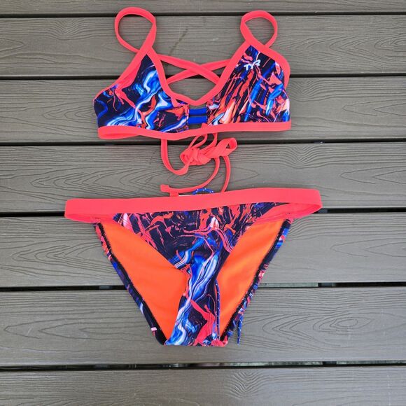 TYR Women's Durafast Penello Tieback Red/multi Workout Bikini Sz S NEW No Tag - Picture 1 of 4